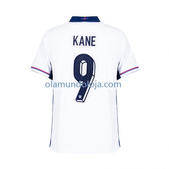 Camisola Inglaterra Harry Kane 9 Homem Equipamento Primeiro Euro 2024 Manga Curta